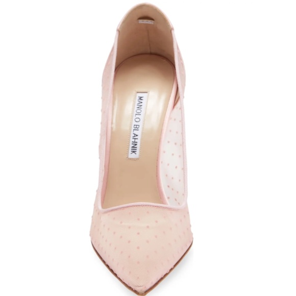 NIB $795 Manolo Blahnik BB Swiss Dot Pointed Toe Pump in Pink - size 7 / 37! - Picture 4 of 15